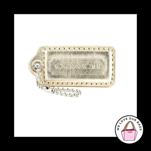 2.25" Medium COACH Light Gold LEATHER Nickel Key Fob Bag Charm Keychain Hang Tag - Picture 1 of 1